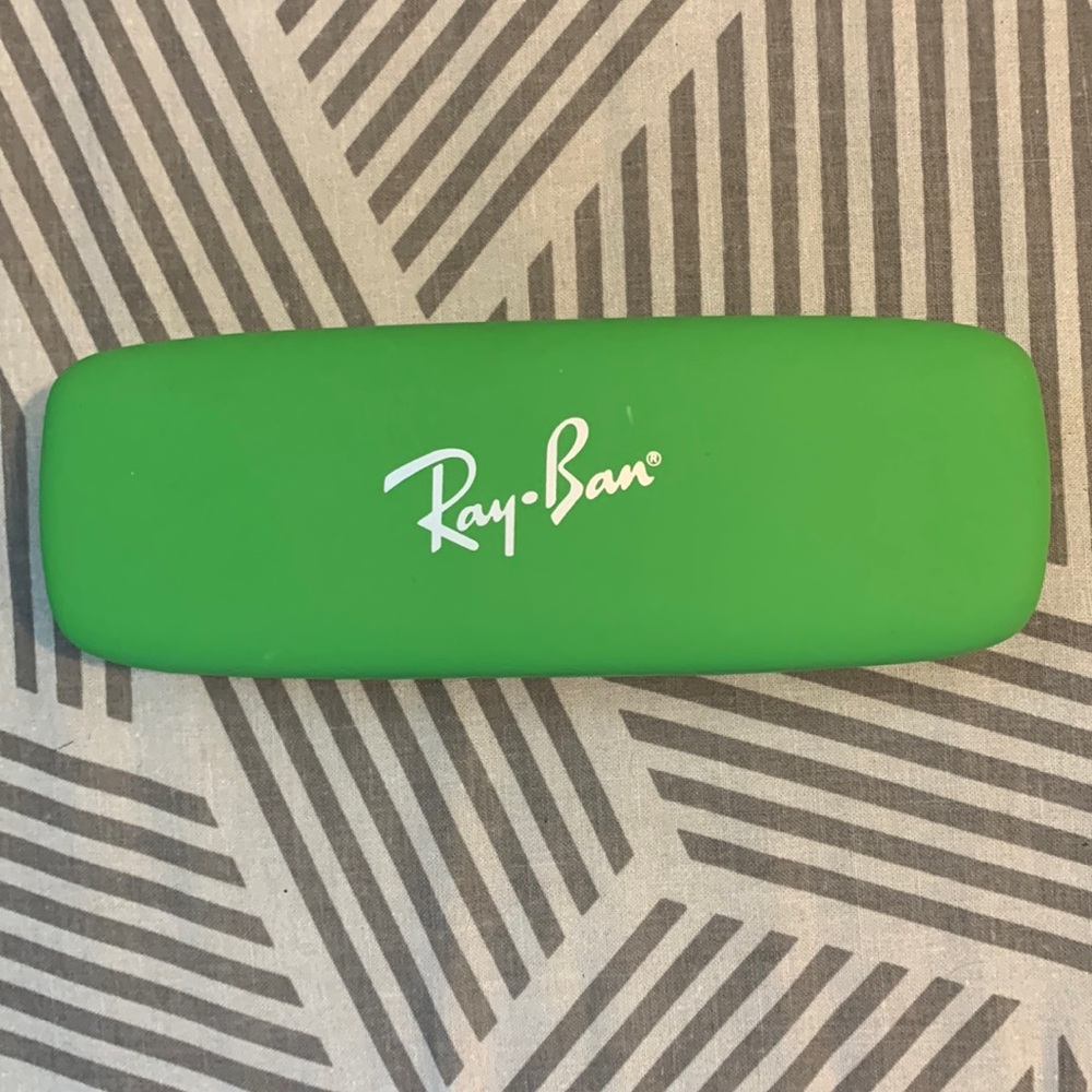 Ray Ban glasses case. Green with red liner